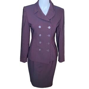 Amanda Smith Double Breasted Suit Dark Maroon Size 2P